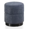 Tabouret rembourré tissu couleur bleu