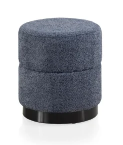Tabouret rembourré tissu couleur bleu