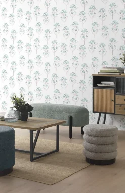Tabouret rembourré tissu couleur bleu