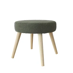 Tabouret rond en bouclettes (45x45x40 cm - Vert)