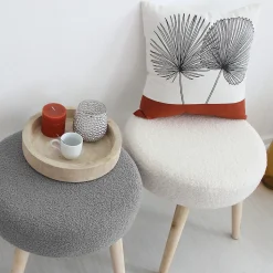 Tabouret rond en bouclettes (45x45x40 cm - Vert)