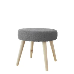 Tabouret rond en bouclettes (45x45x40 cm - Gris)