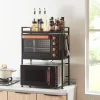 Étagère à micro-ondes Sorsele avec 2 tablettes réglables noir en.casa