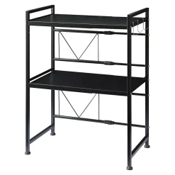Étagère à micro-ondes Sorsele avec 2 tablettes réglables noir en.casa