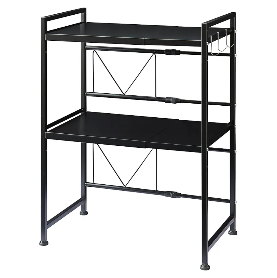 Étagère à micro-ondes Sorsele avec 2 tablettes réglables noir en.casa