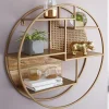 Étagère Murale 62 cm Ronde Bois Massif et Metal Industrielle Pour le Mur FineBuy