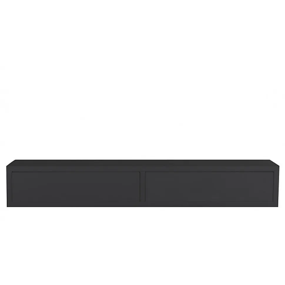 Étagère murale avec tiroir, table de chevet suspendue, étagère murale, noire, 88,2 x 13,4 x 20 cm - Domino
