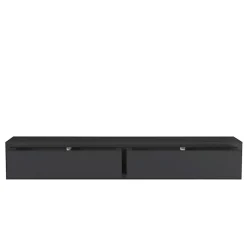 Étagère murale avec tiroir, table de chevet suspendue, étagère murale, noire, 88,2 x 13,4 x 20 cm - Domino