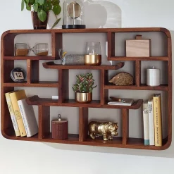 Étagère Murale Bois Massif 80 cm Étagère à Livres Suspendue Flottante FineBuy