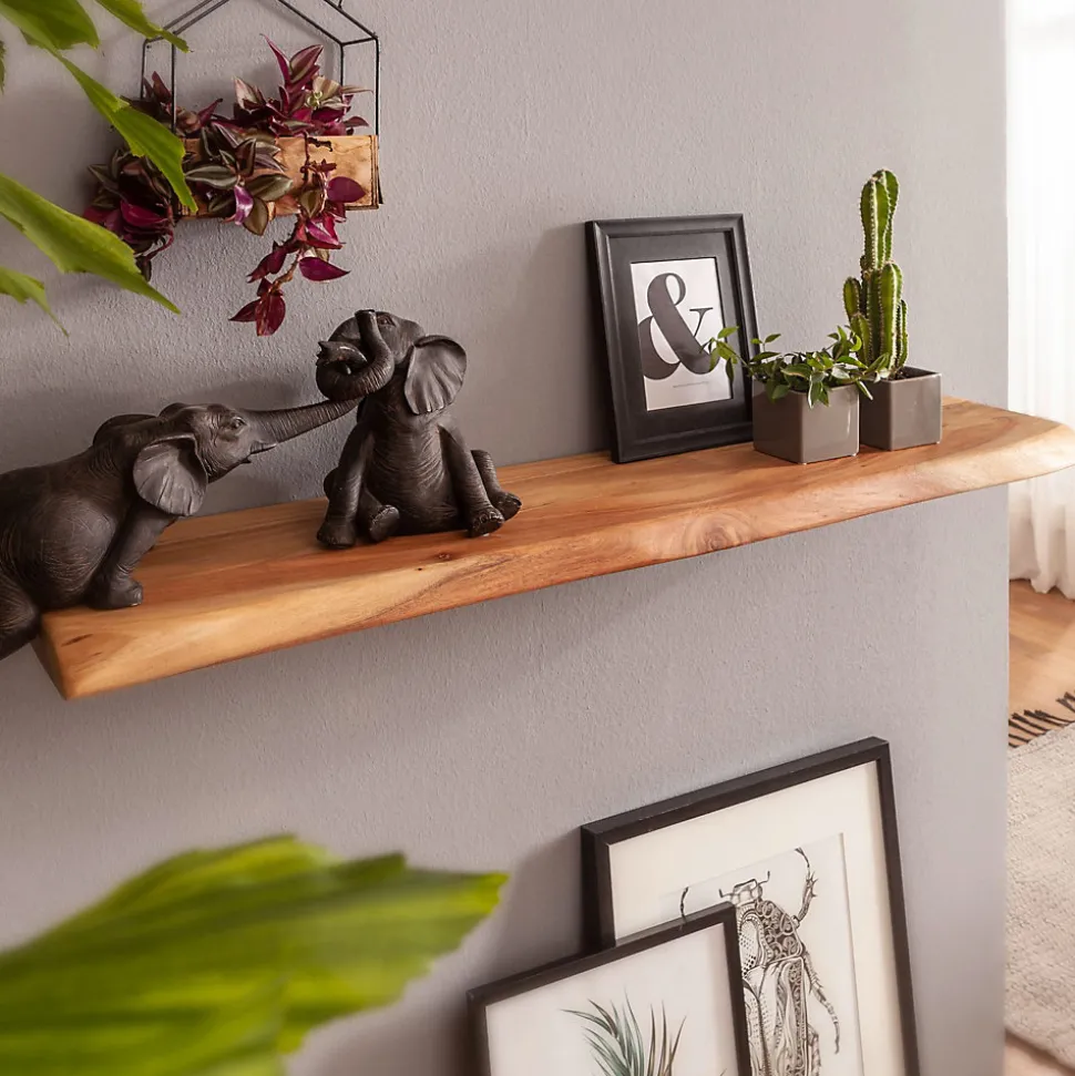étagère murale bord d'arbre design bois d'acacia étagère flottante solide nature FineBuy