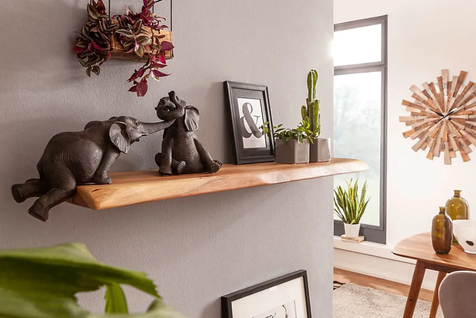 étagère murale bord d'arbre design bois d'acacia étagère flottante solide nature FineBuy