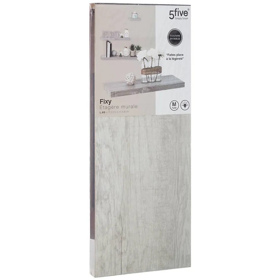 Étagère murale 60cm - Effet chêne gris Fixy - 5Five