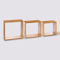 Étagère murale cube Fixy 5Five P.9 cm en bambou vendue par 3 pièces