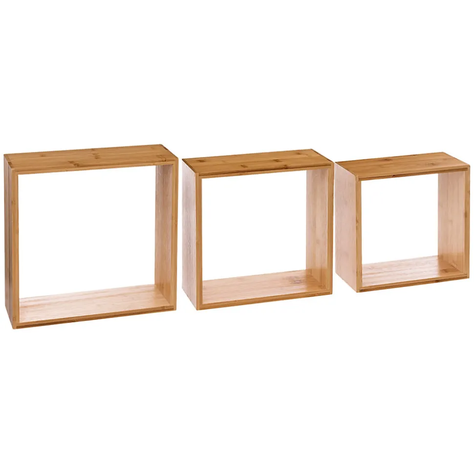 Étagère murale cube Fixy 5Five P.9 cm en bambou vendue par 3 pièces