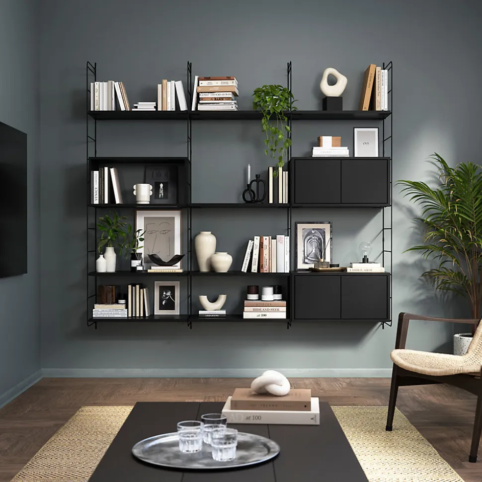 Étagère murale cube GoodHome Rigga noir L. 30 cm