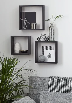 Étagère murale cube modulable Rigga Form, noir vendue par 3 pièces