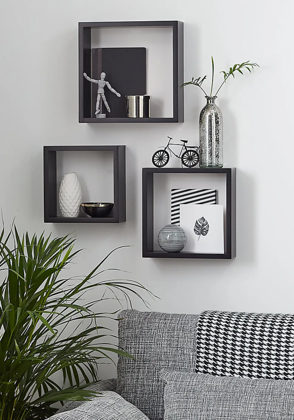 Étagère murale cube modulable Rigga Form, noir vendue par 3 pièces