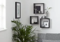 Étagère murale cube modulable Rigga Form, noir vendue par 3 pièces