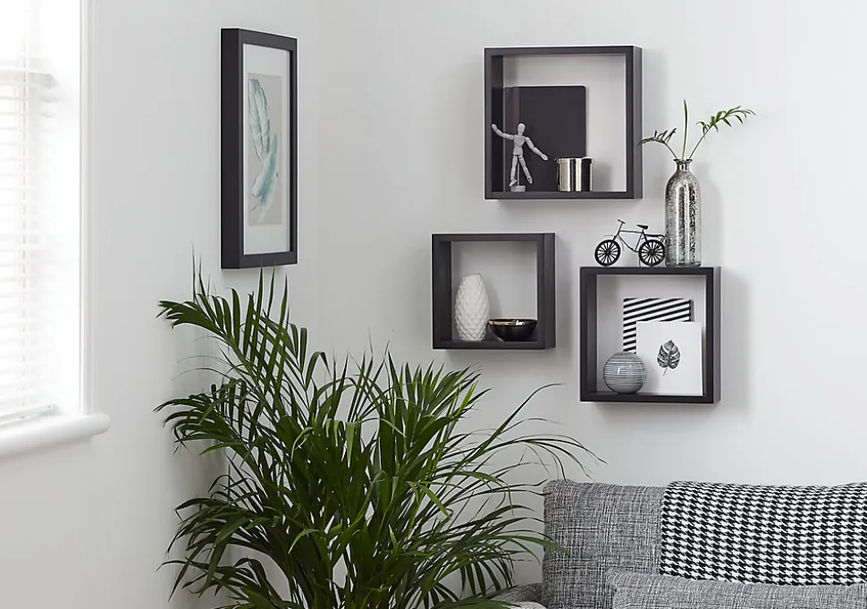 Étagère murale cube modulable Rigga Form, noir vendue par 3 pièces