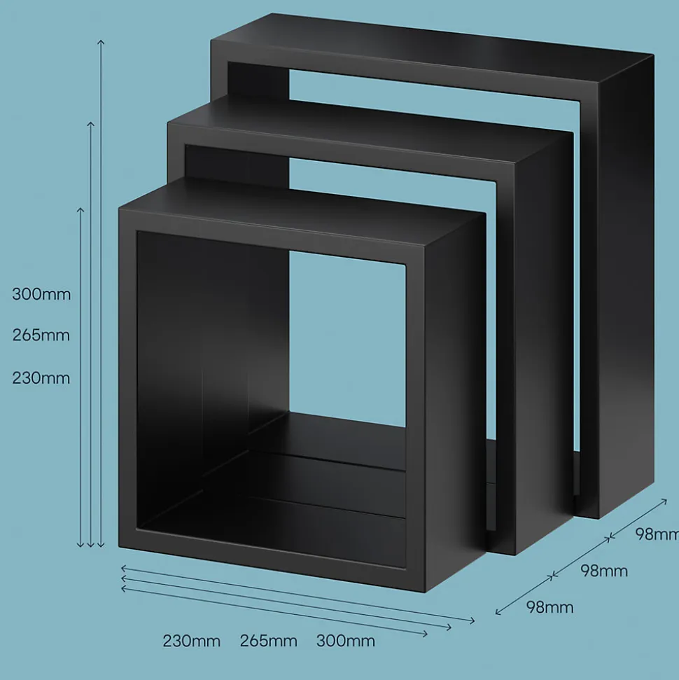 Étagère murale cube modulable Rigga Form, noir vendue par 3 pièces