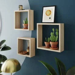 Étagère murale cube modulable Form Rigga effet chêne vendue par 3 pièces