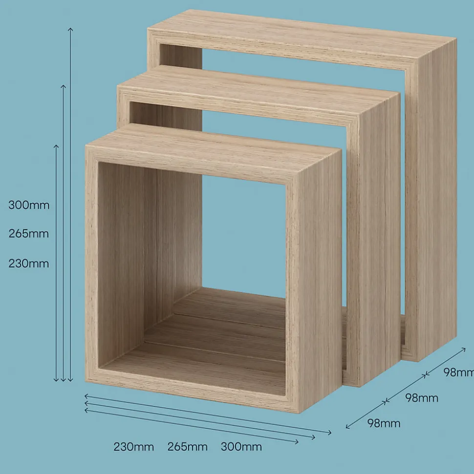 Étagère murale cube modulable Form Rigga effet chêne vendue par 3 pièces