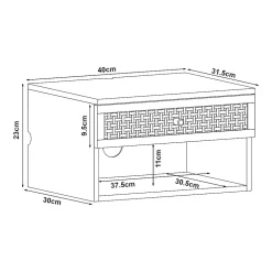 Étagère murale Eiker 40 x 32 x 23 cm blanc aspect rotin en.casa