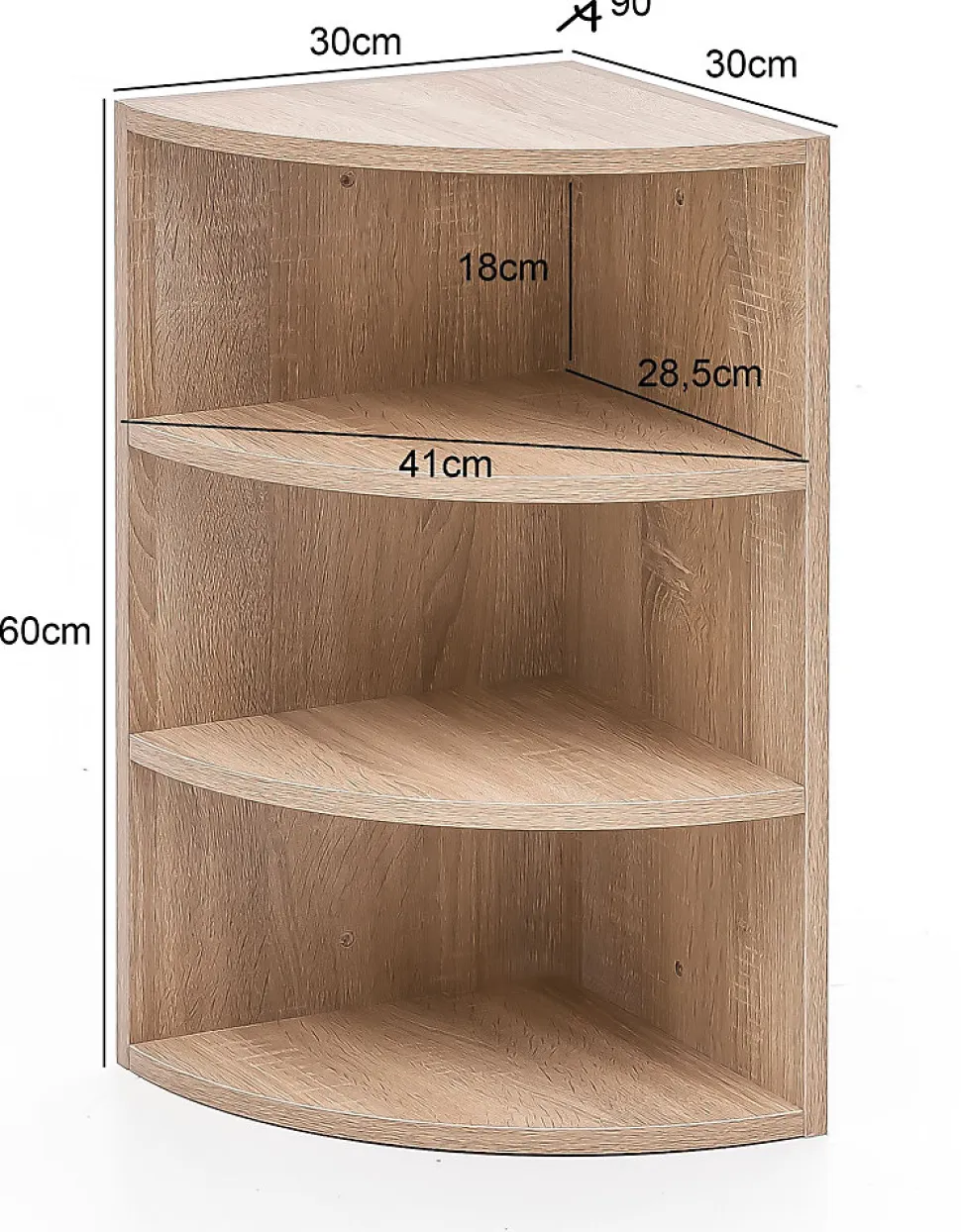 Étagère Murale en Bois 3 Niveaux 30x60x30 cm Cuisine ou Salon FineBuy