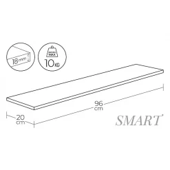Étagère murale en bois blanc, 96x20x1,8 cm - Smart