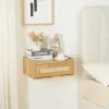 Étagère murale Ljuredsoo 40 x 30 x 17 cm effet chêne aspect rotin en.casa