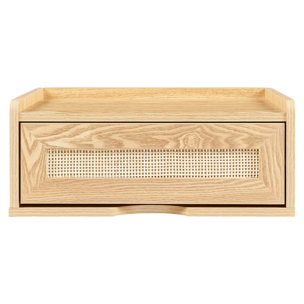 Étagère murale Ljuredsoo 40 x 30 x 17 cm effet chêne aspect rotin en.casa
