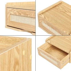 Étagère murale Ljuredsoo 40 x 30 x 17 cm effet chêne aspect rotin en.casa