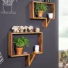 Étagère murale Lot de 2 Bois Massif Étagère Sheesham Étagère à livres FineBuy