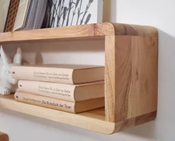 Étagère murale Lot de 3 Bois Massif Étagère en bois Étagère à livres FineBuy