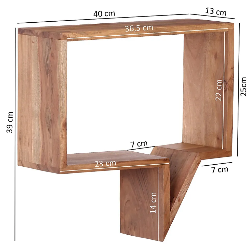 Étagère murale Lot de 2 Bois Massif Étagère Acacia Étagère à livres FineBuy