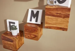 Étagère murale Lot de 4 Bois Massif Étagère en bois Étagère à livres FineBuy