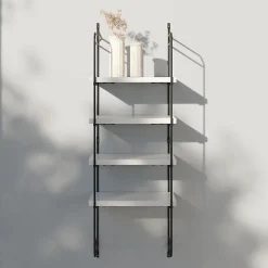 Étagère murale modulable 4 tablettes et 2 échelles effet argenté GoodHome Rigga H. 87 x L. 30 x P. 19 cm