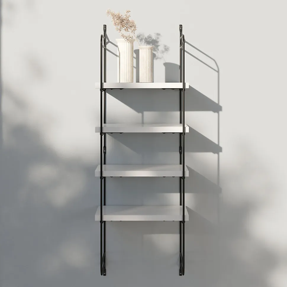 Étagère murale modulable 4 tablettes et 2 échelles effet argenté GoodHome Rigga H. 87 x L. 30 x P. 19 cm