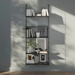 Étagère murale modulable 3 tablettes, étagère rectangulaire et 2 échelles noir GoodHome Rigga H. 171,2 x L. 60 x P. 29 cm