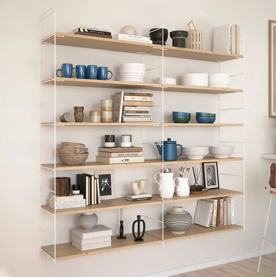 Étagère murale modulable 12 tablettes et 3 échelles pin massif GoodHome Rigga H. 171,2 x L. 160 x P. 29 cm