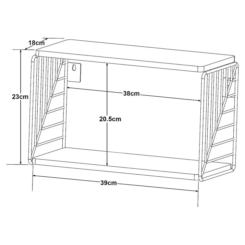 Étagère murale Moss 39 x 18 x 23 cm noir blanc en.casa