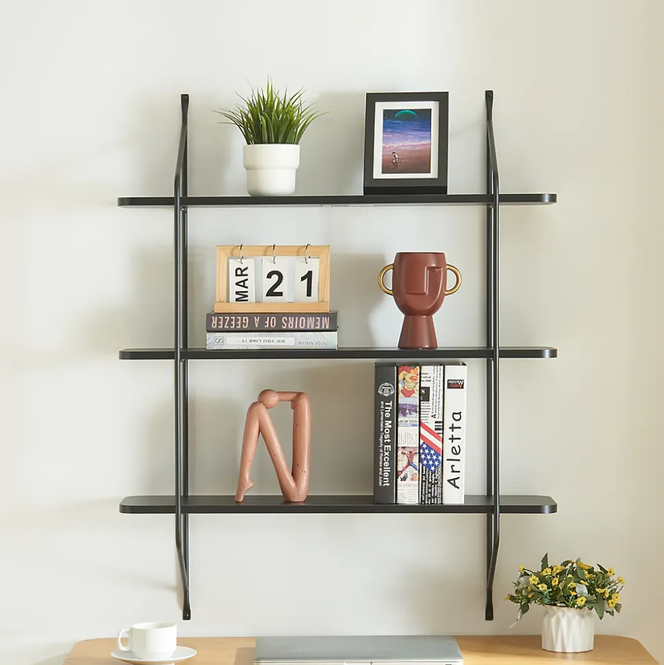 Étagère murale Oestfold 100 x 80 x 21 cm noir en.casa