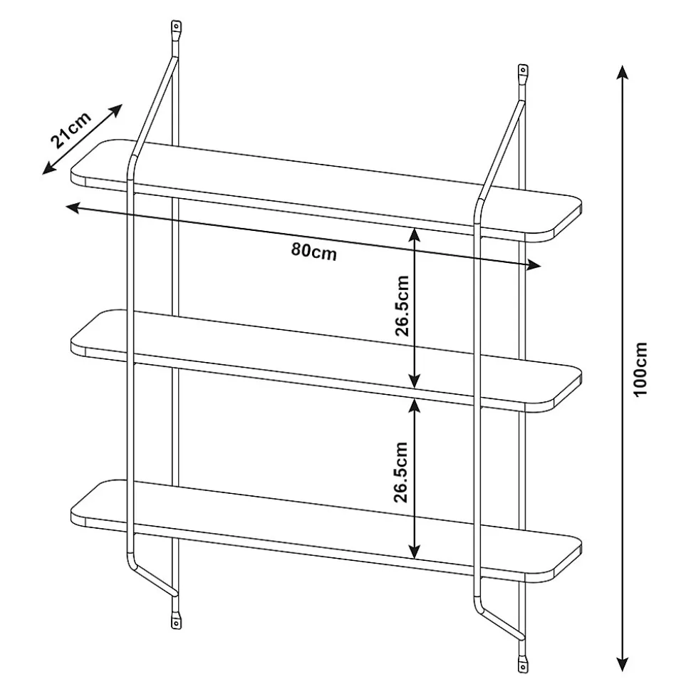 Étagère murale Oestfold 100 x 80 x 21 cm noir en.casa