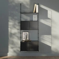 Étagère murale rectangulaire avec portes GoodHome Rigga noir L. 60 cm