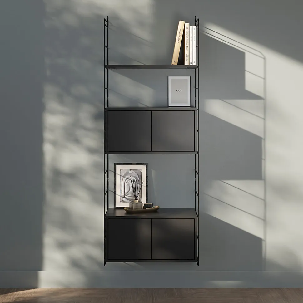 Étagère murale rectangulaire avec portes GoodHome Rigga noir L. 60 cm