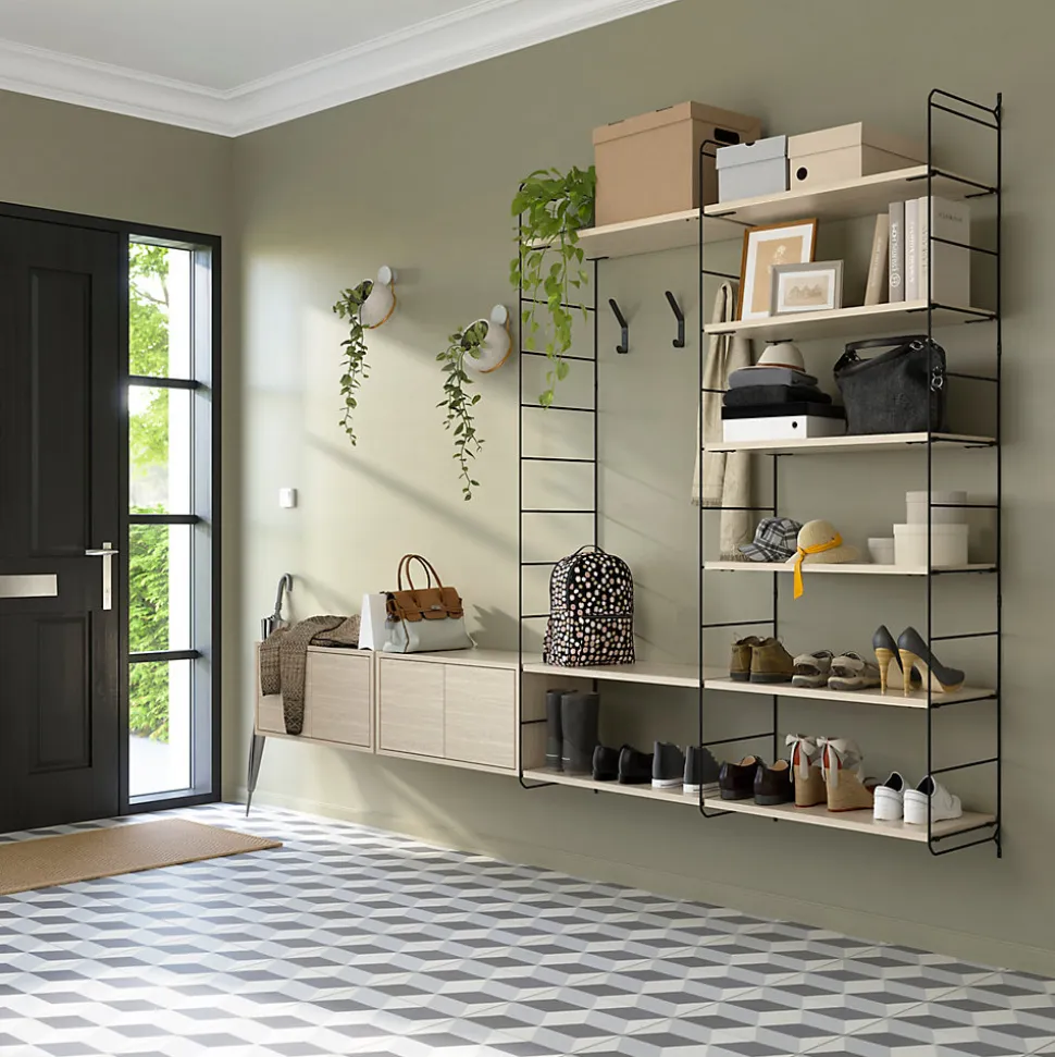 Étagère murale rectangulaire avec portes GoodHome Rigga effet chêne L. 60 cm