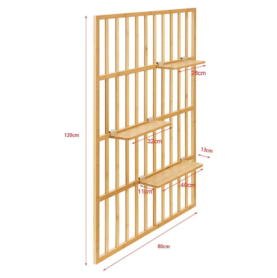 Étagère murale Roest bambou 120 x 80 x 13 cm naturel en.casa
