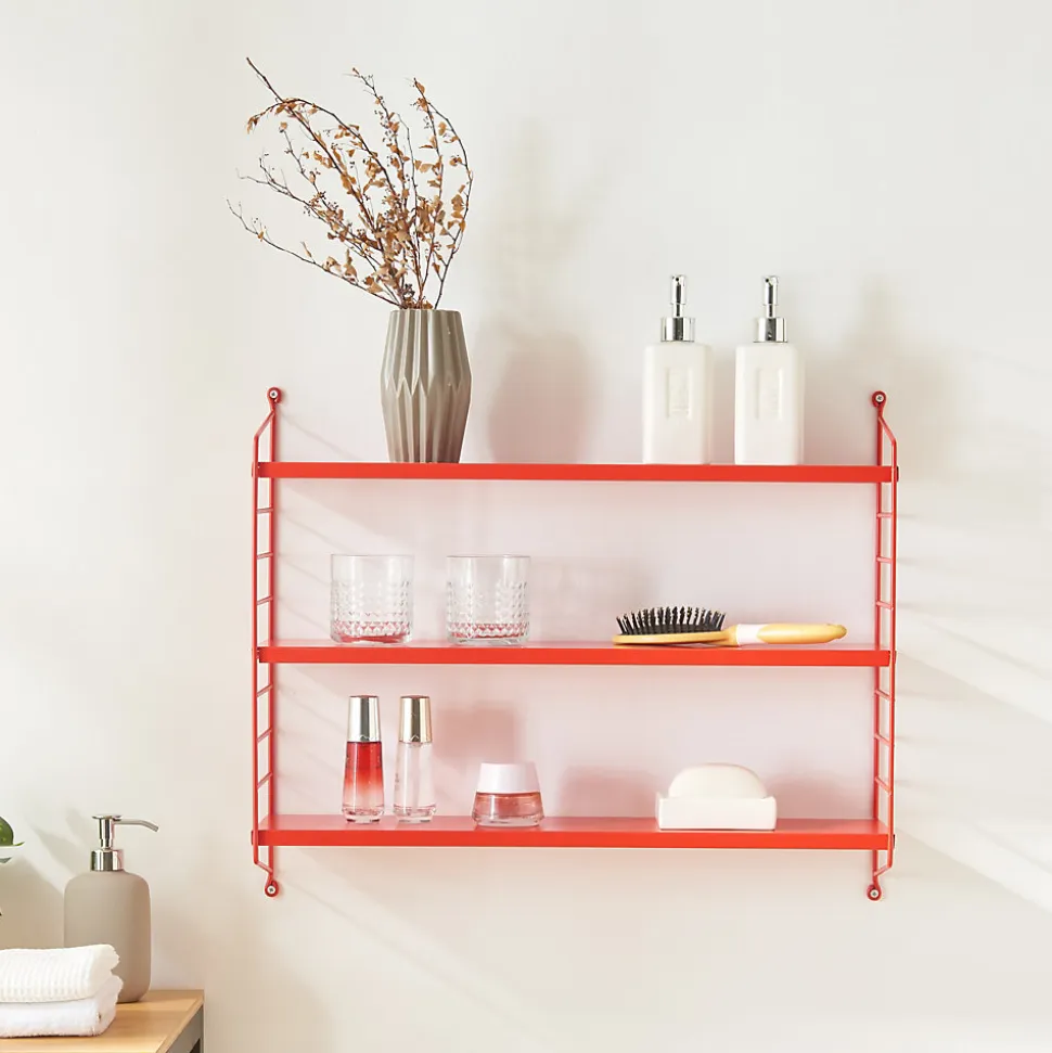 Étagère murale Strängnäs à 3 niveaux modulables 50 x 60 x 15 cm rouge en.casa
