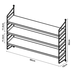 Étagère murale Strängnäs à 3 niveaux modulables 50 x 60 x 15 cm rouge en.casa