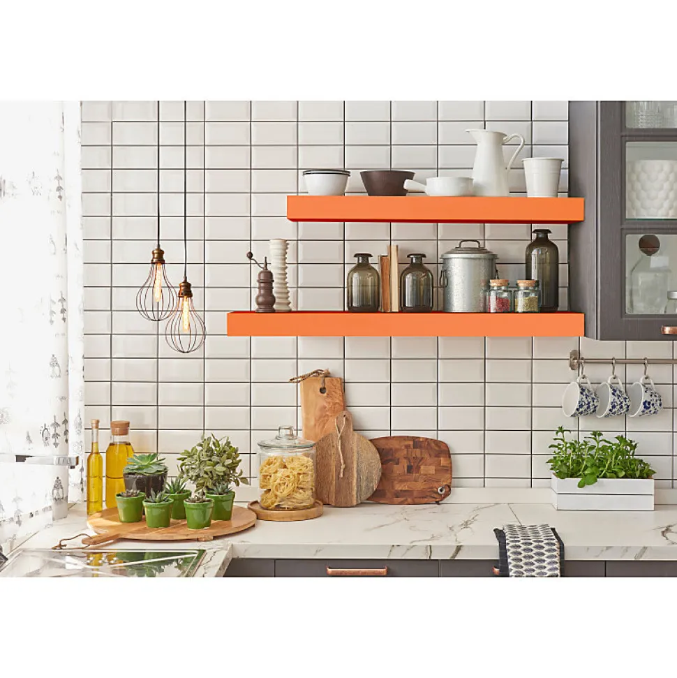 Étagère murale, étagère alvéolée, étagère en bois, étagère murale, orange, 80x25x5 cm - Minerva